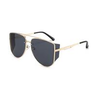 HTXONB Men's square frame windproof sunglasses outdoor street photography travel fishing driving sun visor anti-ultraviolet sunglasses,C1 Gold Black,135 * 145 * 60mm
