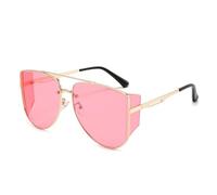 HTXONB Men's square frame windproof sunglasses outdoor street photography travel fishing driving sun visor anti-ultraviolet sunglasses,C4 Gold Pink,135 * 145 * 60mm