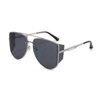 HTXONB Men's square frame windproof sunglasses outdoor street photography travel fishing driving sun visor anti-ultraviolet sunglasses,C5 Silver Black,135 * 145 * 60mm