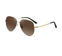 HTXONB Metal Classic Men's Polarized Sunglasses Outdoor Travel Fishing Driving Sunglasses,Rose gold frame gradual tea,148 * 145 * 53mm