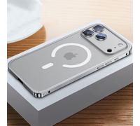 HTXONB Metal Magnetic Wireless Charge Case For iPhone 17 16 15 14 13 12 11 Pro Max 17 Air 16 15 14 Plus Wireless Charge Shockproof Protective Case,Silver,For iPhone 17 Air