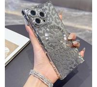 HTXONB Plating Leopard Texture Magnetic Shockproof Case For iPhone 13 14 15 16 17 Pro Max 17 Air 16 15 14 Plus Wireless Charging Protective Cover,Silver,For iPhone 17 Pro Max