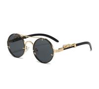 HTXONB Retro Oval Metal Sunglasses Women Men Fashion Sun Glasses Shades UV400,Black,138 * 142 * 51mm