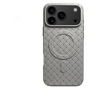 HTXONB Woven Mesh Grid Breathable Magnetic Anti-slip Case For iPhone 17 16 15 14 13 12 Pro Max 17 Air 14 15 16 Plus Wireless Charge Soft TPU Shockproof Cover,Primary Gray,For iPhone 15