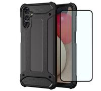 HTXWXJC Case for Galaxy A13 Case Samsung A04S Case SM-A136 SM-A047F Case HD Screen Protector, Slim Hybrid Dual Layer TPU+PC Protective Phone Cover Shockproof Cases for Samsung Galaxy A13 Black