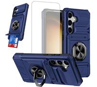 HTXWXJC Case for Galaxy A25 5G Case Samsung A25 5G SM-A256B Wallet Case with Screen Protector, Card Holder Protective with Ring Magnetic Kickstand Phone Cover for Samsung Galaxy A25 5G Blue