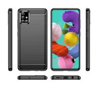 HTXWXJC Case for Galaxy A51 4G Case, Samsung M40s Case, SM-A515 Case, Slim Thin Carbon Fiber TPU Rubber Protective Cases Anti-Scratch Shockproof Cover for Samsung Galaxy A51 4G Black