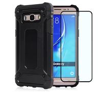 HTXWXJC Case for Galaxy J2 Prime Case, Samsung J2 Ace SM-G532 Case HD Screen Protector, Slim Hybrid Dual Layer TPU+PC Protective Phone Cover Shockproof Cases for Samsung Galaxy J2 Prime Black