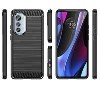 HTXWXJC Case for Moto Edge 2022 Case, Motorola Edge 2022 Case, Slim Thin Carbon Fiber TPU Rubber Protective Cases Anti-Scratch Shockproof Cover for Motorola Edge (2022) Black