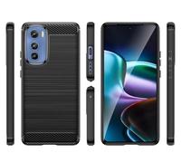 HTXWXJC Case for Moto Edge 30 Case, Motorola Edge 30 XT2203-1 Case, Slim Thin Carbon Fiber TPU Rubber Protective Cases Anti-Scratch Shockproof Cover for Motorola Edge 30 Black