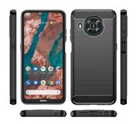 HTXWXJC Case for Nokia X20 Case, Nokia X10 Case TA-1341 TA-1344 TA-1350 TA-1332 Case, Slim Thin Carbon Fiber TPU Rubber Protective Cases Anti-Scratch Shockproof Cover for Nokia X20 Black