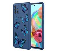 HTXWXJC Phone Case for Galaxy A71 4G Case, Samsung A71 4G SM-A715 Case Shockproof Flexible Bumper TPU Soft Case Butterfly Pattern Phone Cover for Samsung Galaxy A71 4G Blue Butterfly