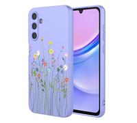 HTXWXJC Phone Case for Galaxy M55 5G Case, SM-M556B Samsung M55 Case, Shockproof Flexible Bumper TPU Soft Cover Floral Pattern Phone Cover for Samsung Galaxy M55 Purple Flower