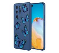 HTXWXJC Phone Case for Huawei P40 Pro Case, ELS-NX9,ELS-N04,ELS-AN00,ELS-TN00 Case Shockproof Flexible Bumper TPU Soft Case Butterfly Pattern Phone Cover for Huawei P40 Pro Blue Butterfly
