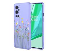 HTXWXJC Phone Case for OnePlus 9 Pro Case, LE212 Case Shockproof Flexible Bumper TPU Soft Cover Floral Pattern Phone Cover for OnePlus 9 Pro Purple Flower
