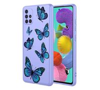 HTXWXJC Phone Case for Samsung Galaxy A51 4G Case, Samsung M40s SM-A515 Case, Shockproof Flexible Bumper TPU Soft Cover butterfly Pattern Phone Cover for Samsung Galaxy A51 4G Purple butterfly