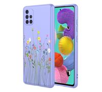 HTXWXJC Phone Case for Samsung Galaxy A51 4G Case, Samsung M40s SM-A515 Case, Shockproof Flexible Bumper TPU Soft Cover Floral Pattern Phone Cover for Samsung Galaxy A51 4G Purple Flower
