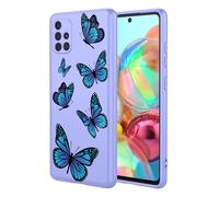 HTXWXJC Phone Case for Samsung Galaxy A71 4G Case, SM-A715F Case Shockproof Flexible Bumper TPU Soft Cover butterfly Pattern Phone Cover for Samsung Galaxy A71 4G Purple butterfly