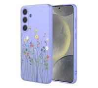 HTXWXJC Phone Case for Samsung Galaxy S25 Case, SM-S921B SM-S931B Samsung Galaxy S24 Case, Shockproof Flexible Bumper TPU Soft Cover Floral Pattern Phone Cover for Galaxy S25 Purple Flower