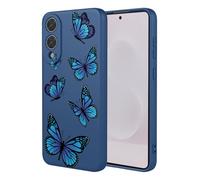 HTXWXJC Phone Case for Samsung Galaxy S25 Edge Case, SM-S937B Case, Shockproof Flexible Bumper TPU Soft Cover Butterfly Pattern Phone Cover for Samsung Galaxy S25 Edge Blue Butterfly