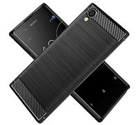 HTXWXJC Phone Case for Sony Xperia XA1 Plus G3416, G3412, G3426, G3421, G3423 Case, Slim Thin Carbon Fiber TPU Rubber Protective Cases Anti-Scratch Shockproof Cover for Sony Xperia XA1 Plus Black