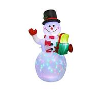 HTYG 5ft Christmas Inflatables Greeting Santa-Cute Inflatable Snowman with Rotating LED Lights- for Indoor Outdoor Yard Garden Christmas Decorations