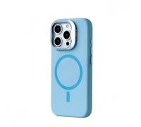 HTYTFC Invisible Lens KickStand Wireless Magnetic Case For iPhone 16 15 14 13 Max Liquid Silicone Anti-fall Bumper Cover,Q blue,For iphone 15 Pro