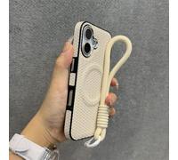 HTYTFC Weave Skin Wireless Charge Case for IPhone 16 15 14 13 12 16 Plus 11 Pro Max Wristband Lanyard Magnetic Cover,mibai GS,For iPhone 16