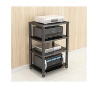 HTYUKFDG 1/2/3/4 Tier AV Media Stand Modern Audio Rack Tower Wooden Stereo Cabinet Corner Shelf CD Player Component Cabinet for Theater(Nero,60x48x86cm)