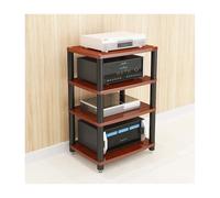 HTYUKFDG 1/2/3/4 Tier AV Media Stand Modern Audio Rack Tower Wooden Stereo Cabinet Corner Shelf CD Player Component Cabinet for Theater(Brown,60x48x86cm)