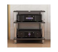 HTYUKFDG 1/2/3/4 Tier AV Media Stand Modern Stereo Component Cabinet Audio Rack Tower HIFI Amplifier Cabinet for DVD Player Game Console(Nero,3 tier)