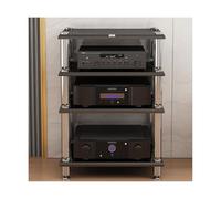 HTYUKFDG 1/2/3/4 Tier AV Media Stand Modern Stereo Component Cabinet Audio Rack Tower HIFI Amplifier Cabinet for DVD Player Game Console(Nero,4 tier)
