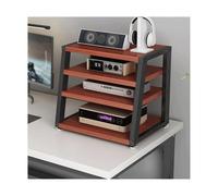 HTYUKFDG 2/3/4 Tier AV Media Stand Desktop AV Component Entertainment Stand Trapezoidal HIFI Audio Rack Tower Wooden Stereo Cabinet for Home Office(Brown,40x35x48cm)