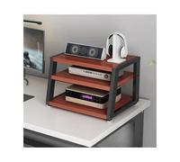 HTYUKFDG 2/3/4 Tier AV Media Stand Desktop AV Component Entertainment Stand Trapezoidal HIFI Audio Rack Tower Wooden Stereo Cabinet for Home Office(Brown,45x35x35.5cm)