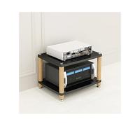 HTYUKFDG 2/3/4 Tier Stereo Cabinet Rack Audio Tower Wooden Audio-Video Media Stand Modern Video Game Console Storage Shelf for HiFi DVD Record Player(Nero,2 Tier)