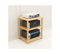 HTYUKFDG 2/3/4 Tier Stereo Cabinet Rack Audio Tower Wooden Audio-Video Media Stand Modern Video Game Console Storage Shelf for HiFi DVD Record Player(Natural,3 Tier)