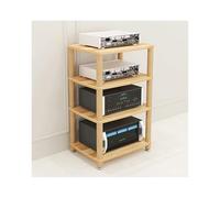 HTYUKFDG 2/3/4 Tier Stereo Cabinet Rack Audio Tower Wooden Audio-Video Media Stand Modern Video Game Console Storage Shelf for HiFi DVD Record Player(Natural,4 Tier)