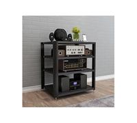 HTYUKFDG Audio-Video Media Stand with Shock-Absorbing Feet Modern Stereo Cabinet Receiver Console Shelf Audio Component Rack Compatible with Recording Room(Nero,4 Tier)