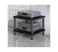 HTYUKFDG AV Media Stand Wooden CD Record Player Stereo Component Rack Tower HiFi Stand Tv Game Console Equipment Shelf for Home Theater Studio(Nero,2 Tier)