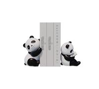 HTYUKFDG Bookends Cute Reading Panda Bookends 1 Pair Resin Panda Statues Decorative Animal Figurines Book Holder Stopper for Living Room Decor Library Supports