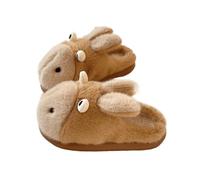 HTYUKFDG Cartoon 3D Donkey Animal Slippers Kawaii Cute Fluffy Funny Couple Home Shoes Winter Warm Indoor Non-slip Plush Slippers(Khaki,4.5 UK)