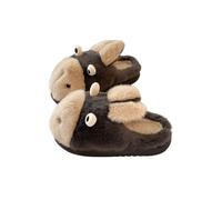 HTYUKFDG Cartoon 3D Donkey Animal Slippers Kawaii Cute Fluffy Funny Couple Home Shoes Winter Warm Indoor Non-slip Plush Slippers(Gray,4.5 UK)