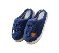 HTYUKFDG Cartoon Fuzzy Slippers Adult Warm Plush Indoor Non-Slip Home Slippers Thick Bottom Winter Slip on Bedroom Shoes for Women Men(Blu,7 UK)