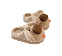 HTYUKFDG Cute Animal Dog Slippers for Women Cartoon Soft Plush Slip-on House Shoes Cozy Winter Warm Non-Slip Home Indoor Bedroom Slippers(Khaki,4.5 UK)