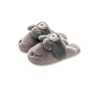 HTYUKFDG Cute Fuzzy Rabbit/Bear Slippers Kawaii Long Ear Bunny Animal Fluffy Plush Slippers Winter Warm Indoor Couple House Shoes(Gray,6.5 UK)