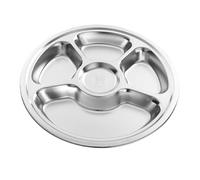 HTYUKFDG Divided 2PCS Stainless Steel Divided Plates Round 4 Sections Dinner Plates for Adults, Picky Eaters, Campers, and Portion Control Dinner