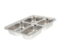 HTYUKFDG Divided Stainless Steel Divided Plate Rectangular 3 Compartment Dinner Plate Serving Tray for School Office and Meal Prep Dinner