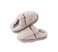 HTYUKFDG Fuzzy Plush Slipper for Women & Men Soft Thick Soled Cotton House Slippers Couple Indoor Winter Warm & Non Slip Home Shoes(Khaki,4 EU)