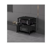 HTYUKFDG HiFi Rack AV Media Stand Stereo Component Cabinet Wood Shelf Rack Audio Tower Modern Record Player Media Console Stand for Home Office Theater(Nero,3 Tier)