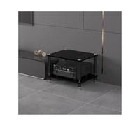 HTYUKFDG HiFi Rack AV Media Stand Stereo Component Cabinet Wood Shelf Rack Audio Tower Modern Record Player Media Console Stand for Home Office Theater(Nero,2 Tier)